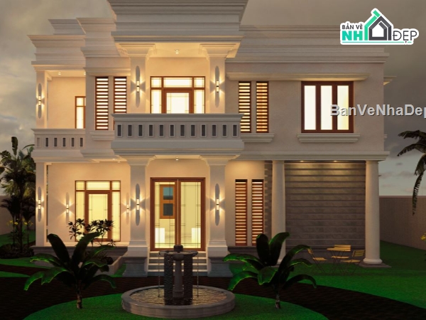 Villa 2 tầng,sketchup villa 2 tầng,biệt thự 2 tầng