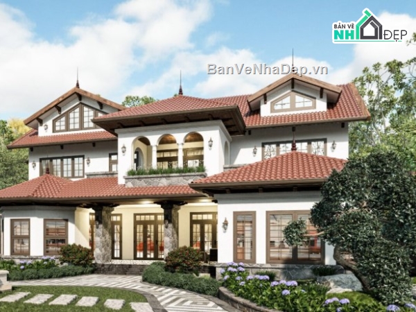 mẫu villa 3 tầng su đẹp,villa đẹp,file sketchup villa 3 tầng