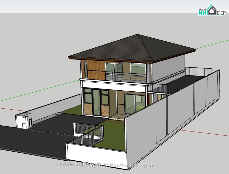 Nhà 2 tầng,model su nhà 2 tầng,sketchup nhà 2 tầng,file su nhà 2 tầng