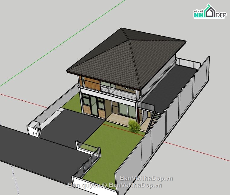 Nhà 2 tầng,model su nhà 2 tầng,sketchup nhà 2 tầng,file su nhà 2 tầng