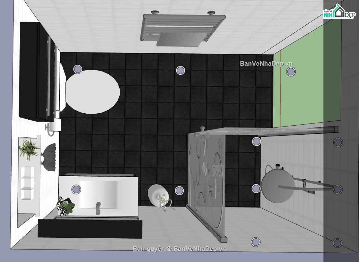 nội thất phòng tắm,model su phòng tắm,sketchup phòng tắm