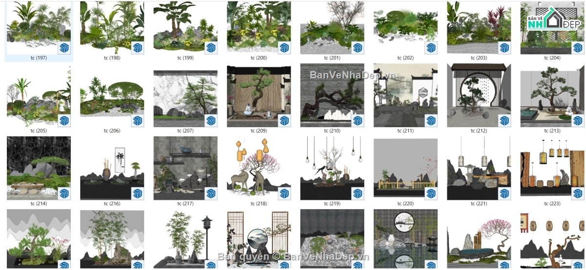 Sketchup sân vườn,model sketchup tiểu cảnh sân vườn,tiểu cảnh nhật,cảnh quan sân vườn,sân vườn  nhật
