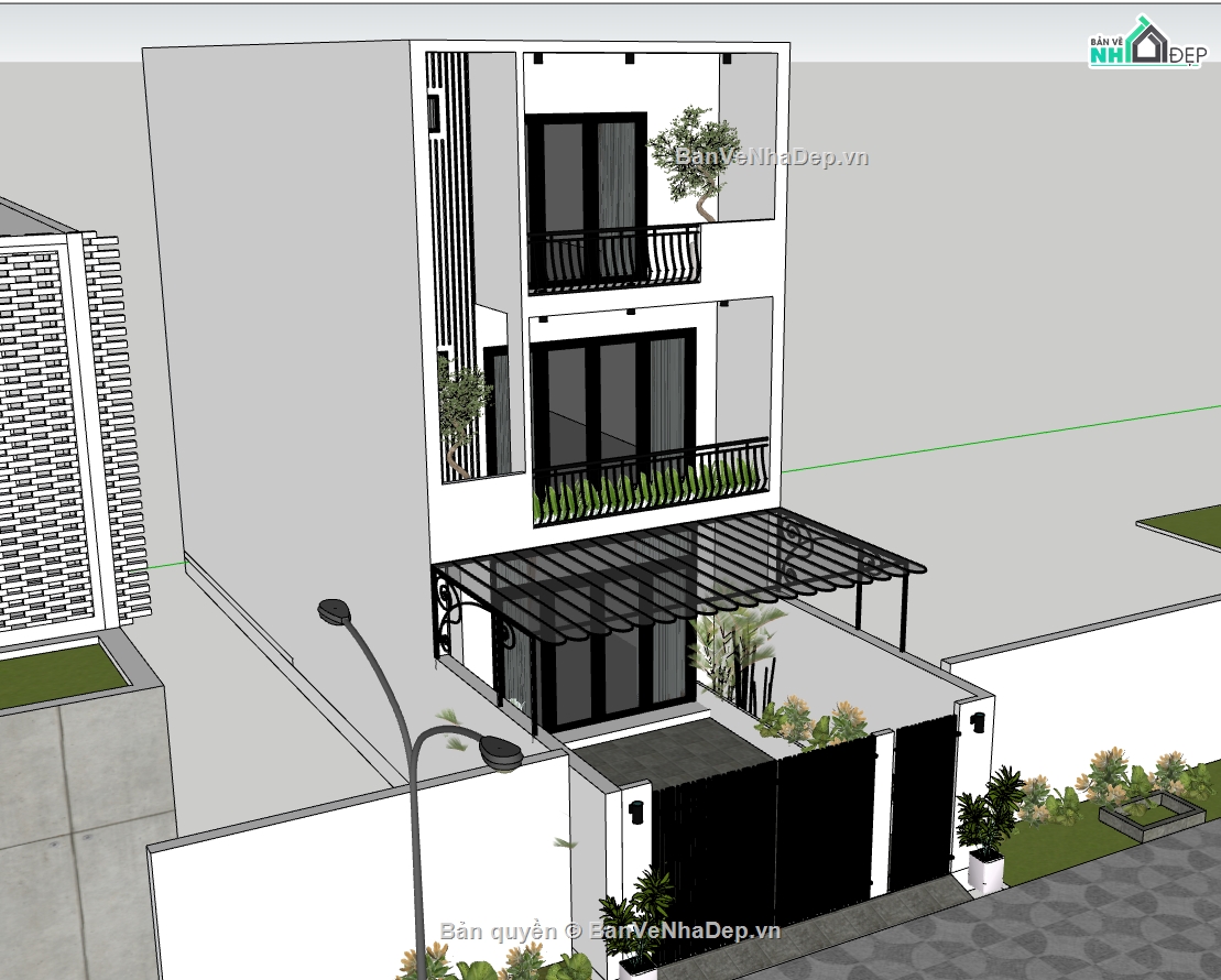 file su nhà phố 3 tầng,model su nhà phố 3 tầng,file sketchup nhà phố 3 tầng,model sketchup nhà phố 3 tầng