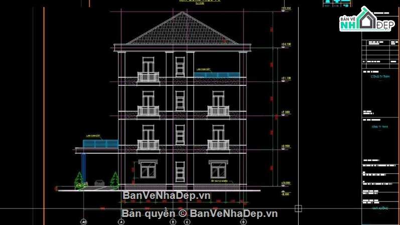 bản vẽ tòa nhà văn phòng 4 tầng,thiết kế văn phòng 4 tầng,nhà văn phòng