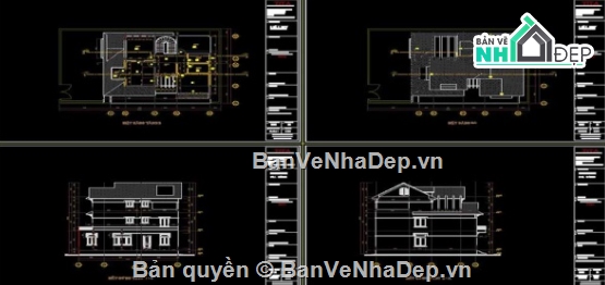 Biệt thự 3 tầng cad,cad biệt thự 3 tầng,file cad biệt thự 3 tầng,biệt thự 3 tầng autocad