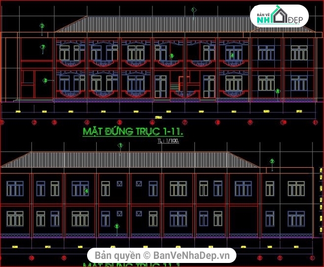 kiến trúc tổng thể,bản vẽ trường mẫu giáo,Trường mẫu giáo Phú Thịnh,bản vẽ cad trường mầm non,file cad trường mầm non