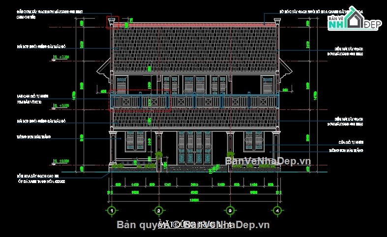 nhà thờ 2 tầng,bản vẽ từ đường,bản vẽ nhà thờ họ 2 tầng,file cad từ đường 2 tầng,mẫu từ đường 2 tầng