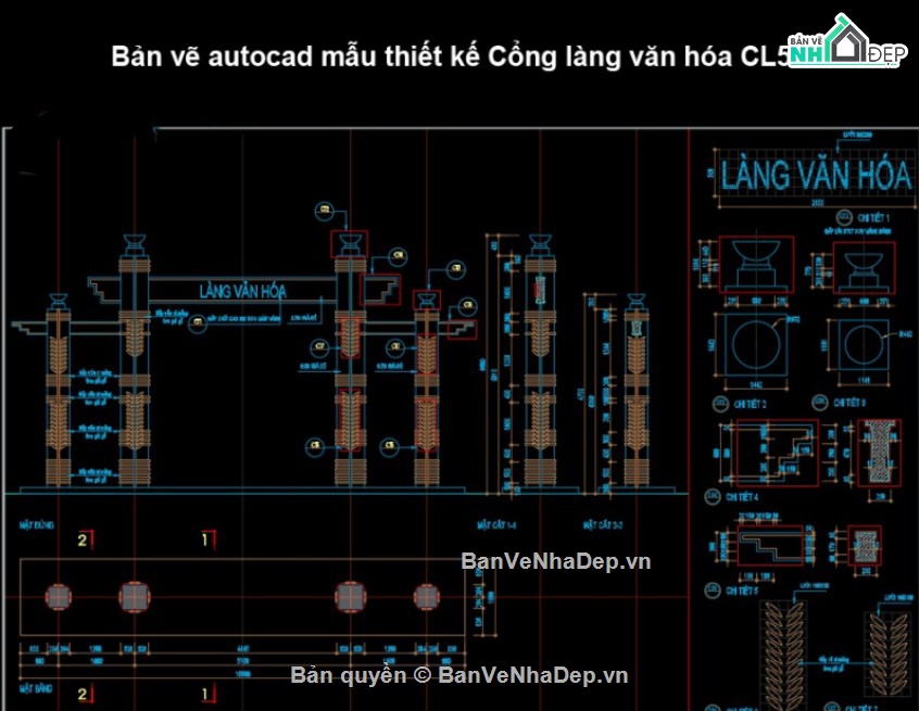 mẫu thiết kế,thiết kế nhà văn hóa,mẫu cổng làng văn hóa