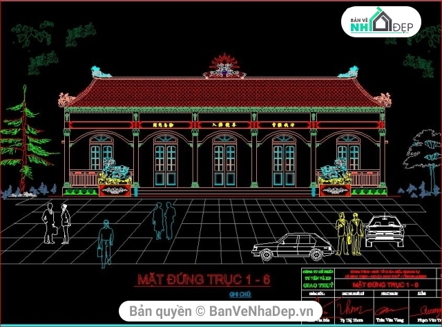 Autocad Thiết Kế Bản Vẽ Công Trình Nhà Cổ Hiếu Quang Tự