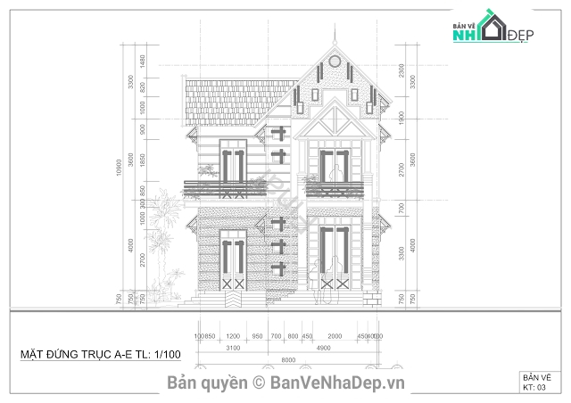bản vẽ biệt thự,biệt thự phố 2 tầng,thiết kế biệt thự 2 tầng,bản vẽ cad biệt thự 2 tầng,cad biệt thự
