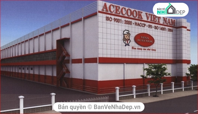 Bản vẽ Nhà xưởng Acecook,nhà xưởng đẹp,thiết kế nhà máy Acecook  Việt Nam