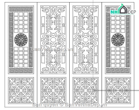 file cnc cổng 4 cánh,mẫu cổng 4 cánh,cnc cổng 4 cánh