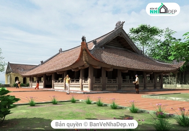 kiến trúc đình chùa,Phối cảnh đình chùa,full autocad chùa,file cad đình chùa,bản vẽ cad đình chùa