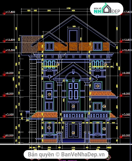nhà phố 5x18m,kiến trúc nhà phố đẹp,Kiến trúc nhà phố,cad nhà phố,file cad nhà phố