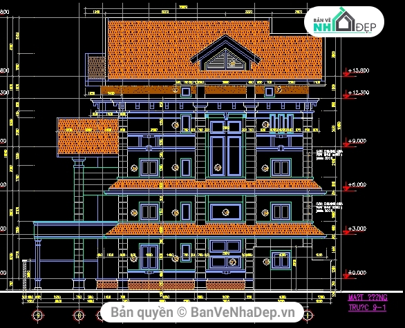nhà phố 5x18m,kiến trúc nhà phố đẹp,Kiến trúc nhà phố,cad nhà phố,file cad nhà phố