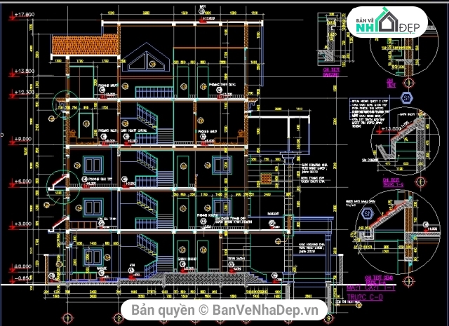 nhà phố 5x18m,kiến trúc nhà phố đẹp,Kiến trúc nhà phố,cad nhà phố,file cad nhà phố
