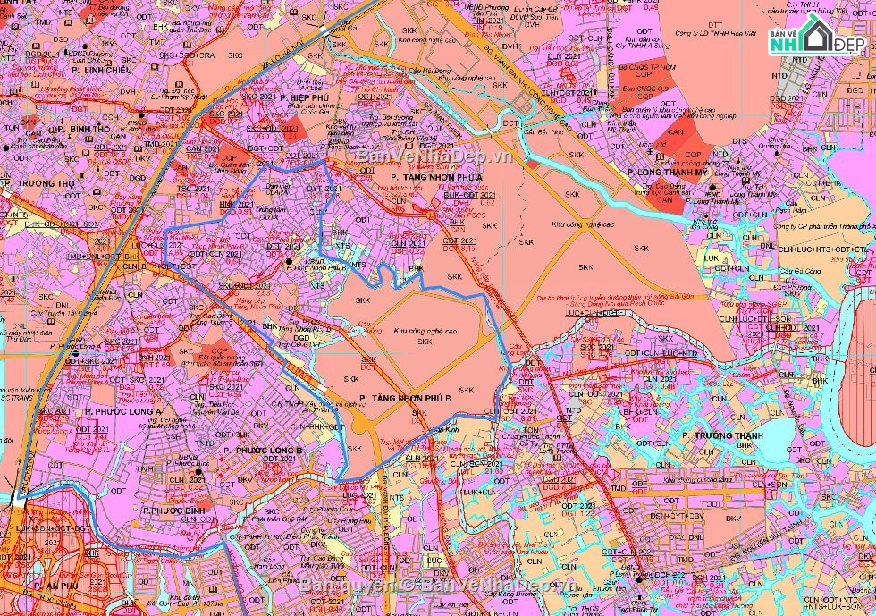 Bản đồ quy hoạch quận 9,Bản đồ quy Quy hoạch,quy hoạch Phường Tăng Nhơn Phú B