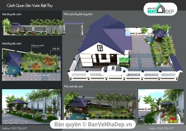 biệt thự 1 tầng,biệt thự cấp 4,biệt thự mái thái,SU biệt thự 1 tầng