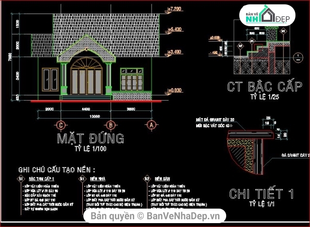 thiết kế nhà cấp 4,file cad nhà cấp 4,bản vẽ nhà cấp 4,bản vẽ kiến trúc nhà cấp 4