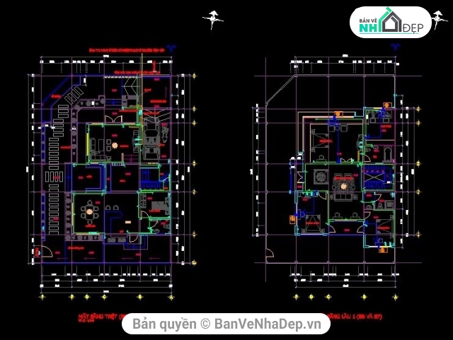 Biệt Thự Song Lập,bản vẽ biệt thự 3 tầng,kiến trúc biệt thự 3 tầng,file cad biệt thự 3 tầng