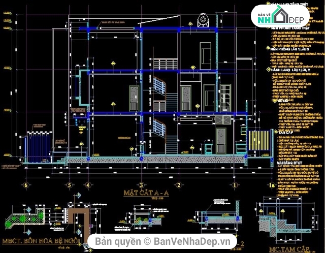 Biệt Thự Song Lập,bản vẽ biệt thự 3 tầng,kiến trúc biệt thự 3 tầng,file cad biệt thự 3 tầng