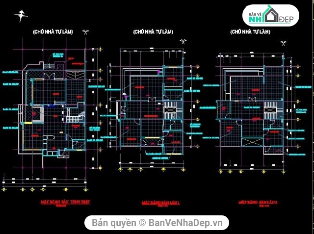 Biệt Thự Song Lập,bản vẽ biệt thự 3 tầng,kiến trúc biệt thự 3 tầng,file cad biệt thự 3 tầng