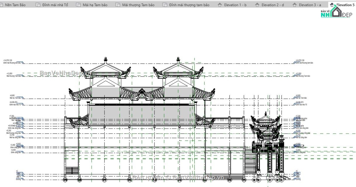 file thiết kế revit chùa,Revit thiết kế chùa,file thiết kế chùa,revit chùa,model revit chùa,bản vẽ thi công chùa