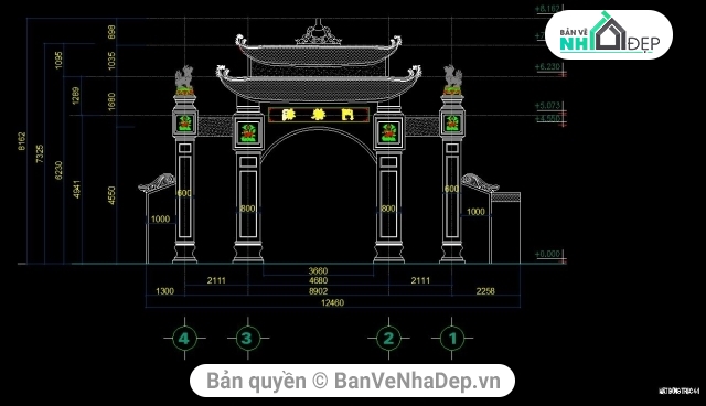 mẫu cổng làng,bản vẽ cổng làng,thiết kế cổng làng,mẫu cổng làng văn hóa,file cad cổng làng