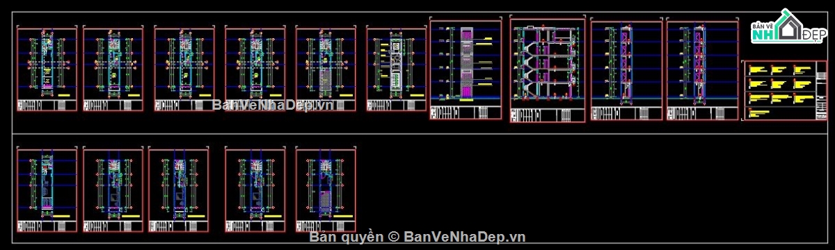 Nhà phố 5 tầng 2.6x12m,bản vẽ nhà phố 5 tầng,file cad nhà phố 5 tầng,nhà phố 5 tầng fiel cad,autocad nhà phố 5 tầng