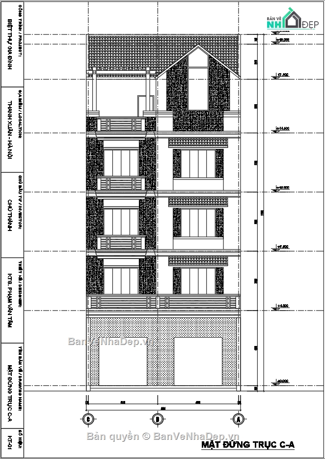 Nhà phố 5 tầng 8.6x17m,file cad nhà phố 5 tầng,bản vẽ nhà phố 5 tầng,nhà phố 5 tầng file cad,autocad nhà phố 5 tầng