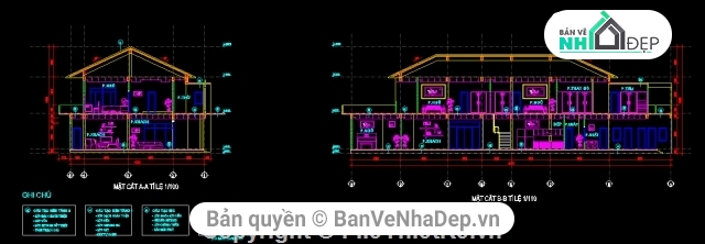 Cad Biệt thự 2 tầng 14.3x32.6m,bản vẽ Biệt thự 2 tầng,File CAD Biệt thự 2 tầng,Bản vẽ biệt thự 2 tầng