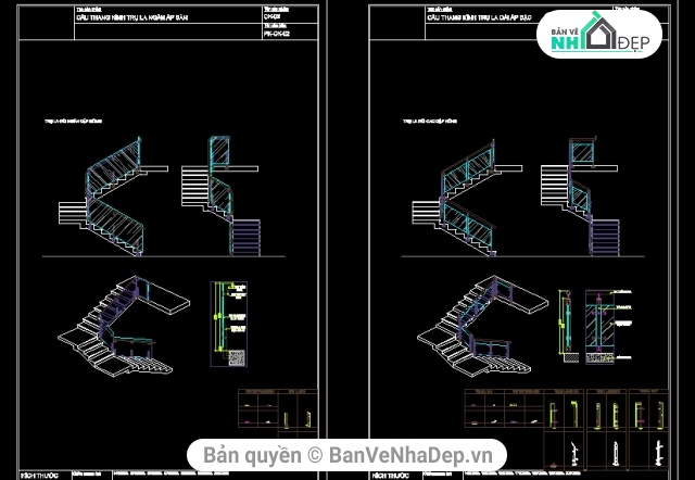 Tổng hợp 8 bản vẽ AutoCAD cầu thang thoát hiểm cực kì đầy đủ và chi tiết hạng mục kết cấu