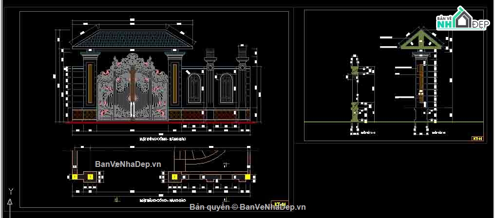 File cad cổng biệt thự,File cad cổng,File cad hàng rào,Bản vẽ cad cổng,file cad cổng hàng rào,mẫu cổng hàng rào