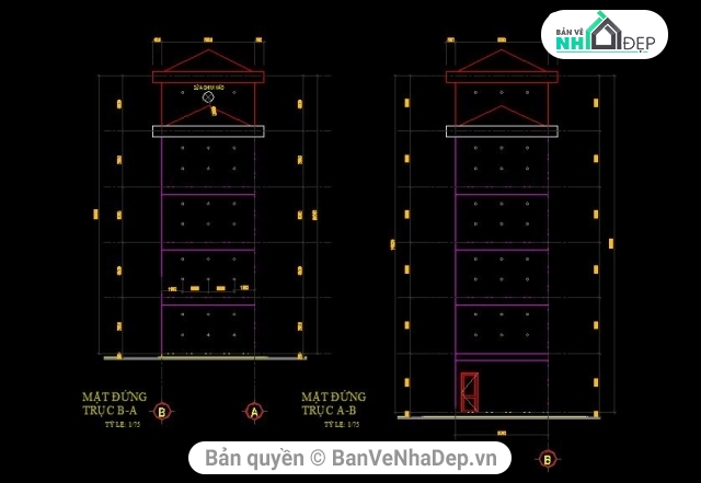 nhà nuôi chim yến,Nhà nuôi yến,Nhà nuôi chim,bản vẽ nhà nuôi chim yến 4 tầng,thiết kế nhà nuôi yến 4 tầng