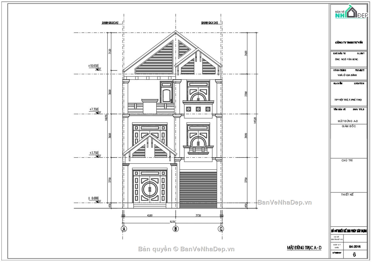 nhà phố 3 tầng mái thái,Thiết kế nhà lô góc,Bản vẽ nhà mái thái đẹp,autocad nhà phố,nhà phố 3 tầng