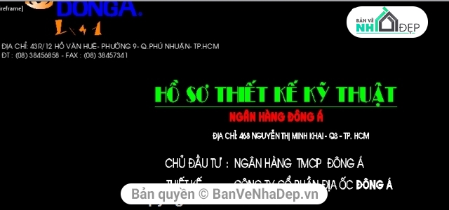 Hồ sơ thiết kế Ngân Hàng,Ngân Hàng 12 tầng,Bản vẽ Ngân hàng 12.39x22.86m,Bản vẽ thiết kế Ngân Hàng Đông Á Bank,bản vẽ tòa nhà ngân hàng