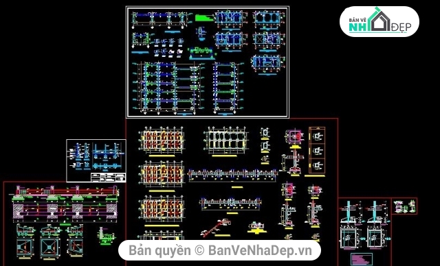 Bản vẽ nhà lệch tầng 8.6x18.42m,Nhà 4 tầng 8.6x16.42m,thiết kế nhà phố 4 tầng,file cad nhà phố 4 tầng