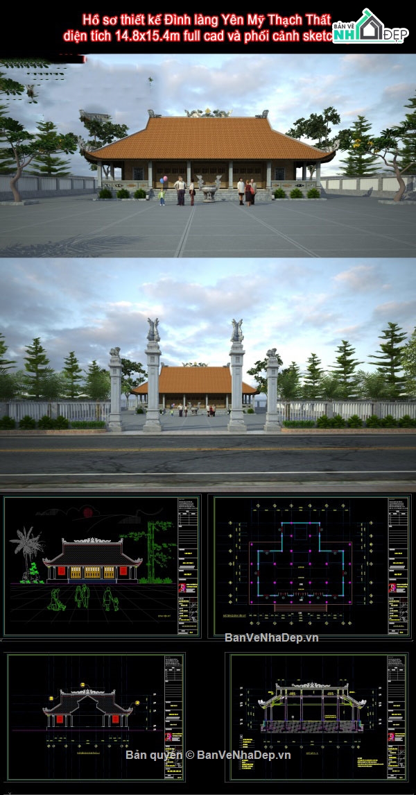 Bản vẽ Đình,đình,cad đình làng