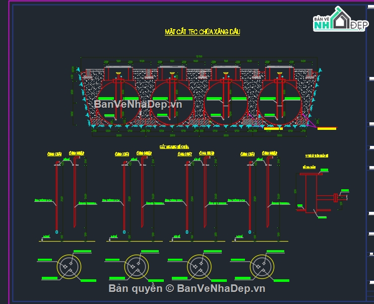 thiết kế cây xăng,Bản vẽ thi công,Bản vẽ thiết kế cây xăng,téc chứa xăng,thiết kế chống sét cây xăng