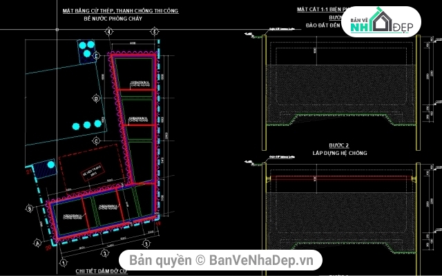 Công trình Phòng cháy chữa cháy,bể PCCC trường học,BPTC bể PCCC có cừ larsen,biện pháp thi công phòng cháy chữa cháy,thi công bể PCCC trường học,Bể PCCC