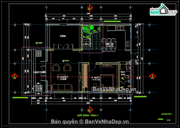 cad biệt thự,biệt thự 2 tầng,Bản vẽ biệt thự 2 tầng