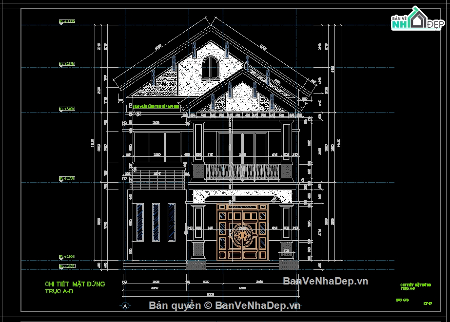 cad biệt thự,biệt thự 2 tầng,Bản vẽ biệt thự 2 tầng