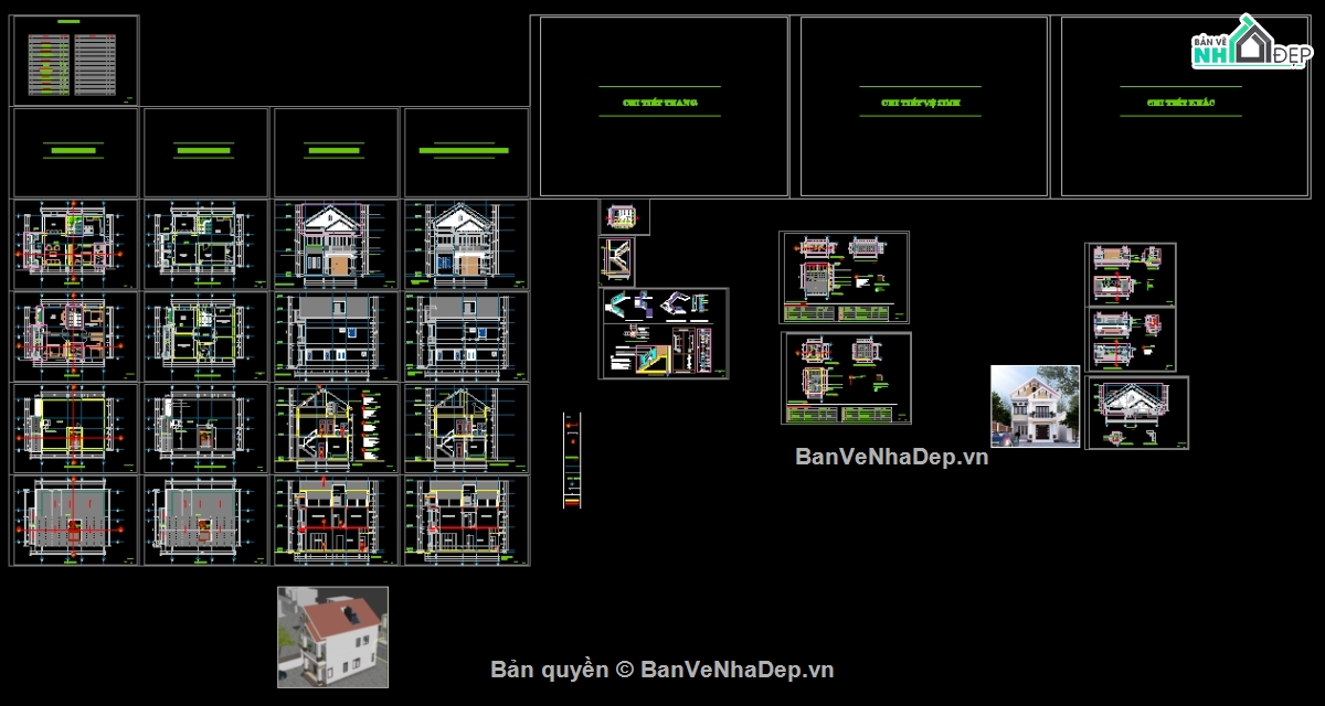 cad biệt thự,biệt thự 2 tầng,Bản vẽ biệt thự 2 tầng