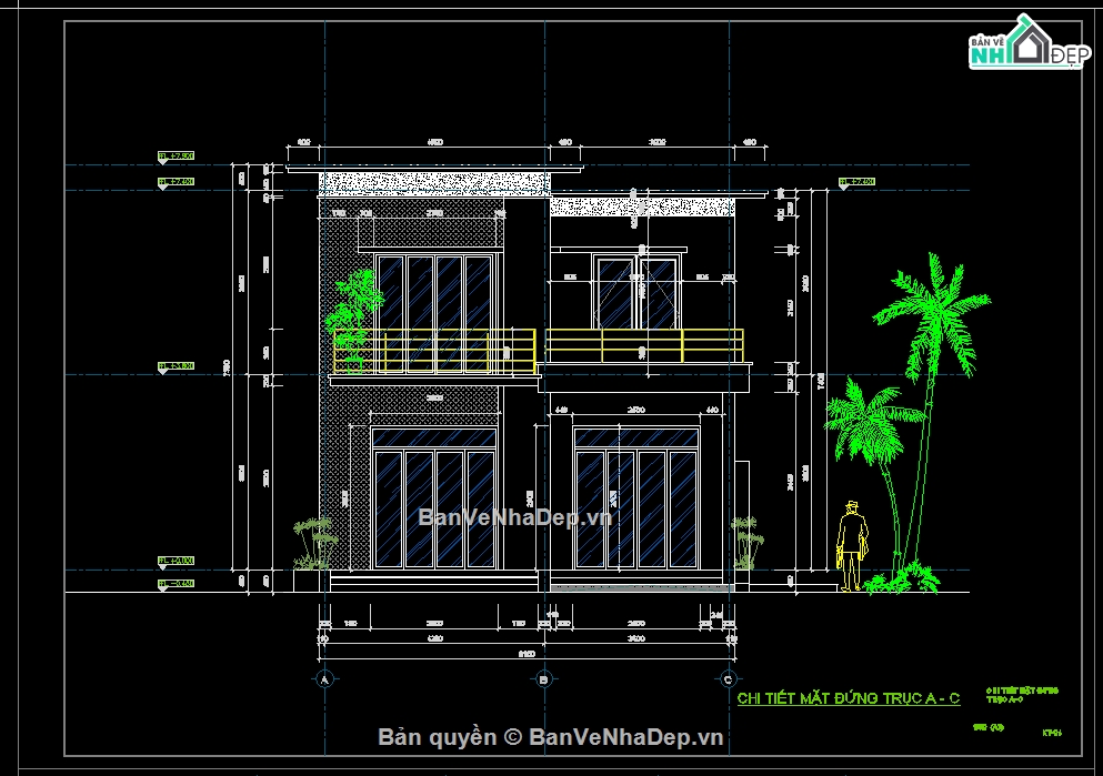 biệt thự 2 tầng,cad biệt thự,hiện đại