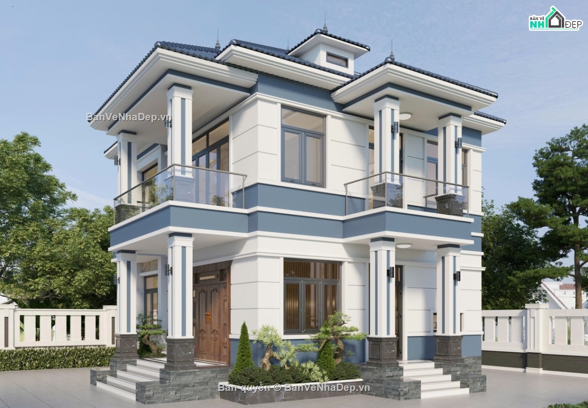 2 tầng mái nhật,biệt thự 2 tầng mái nhật,biệt thự 2 tầng,file cad biệt thự 2 tầng