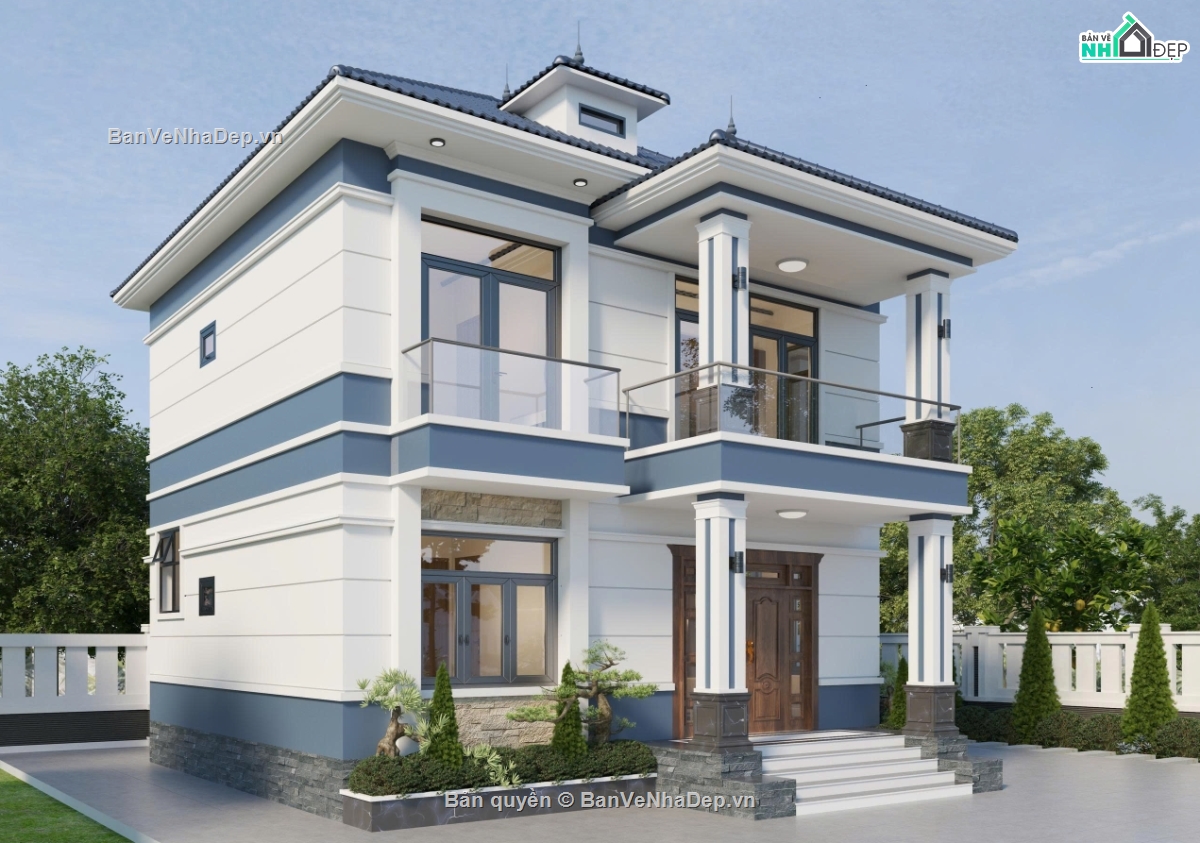 2 tầng mái nhật,biệt thự 2 tầng mái nhật,biệt thự 2 tầng,file cad biệt thự 2 tầng