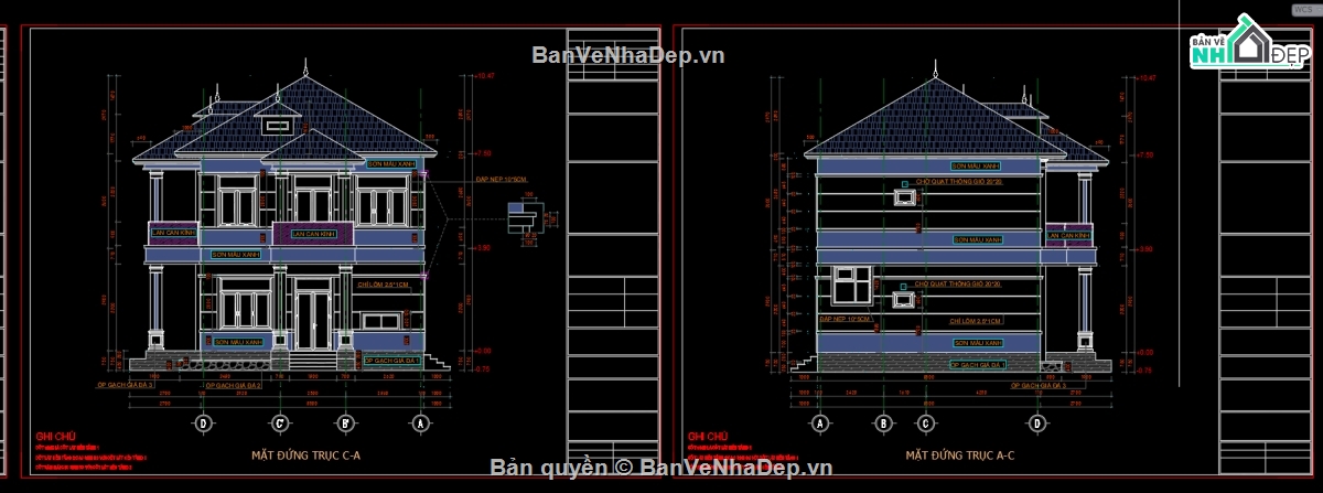 2 tầng mái nhật,biệt thự 2 tầng mái nhật,biệt thự 2 tầng,file cad biệt thự 2 tầng