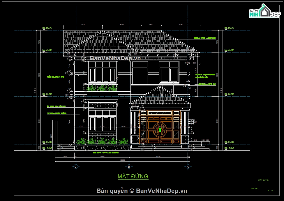 cad biệt thự,kiến trúc biệt thự,biệt thự 2 tầng