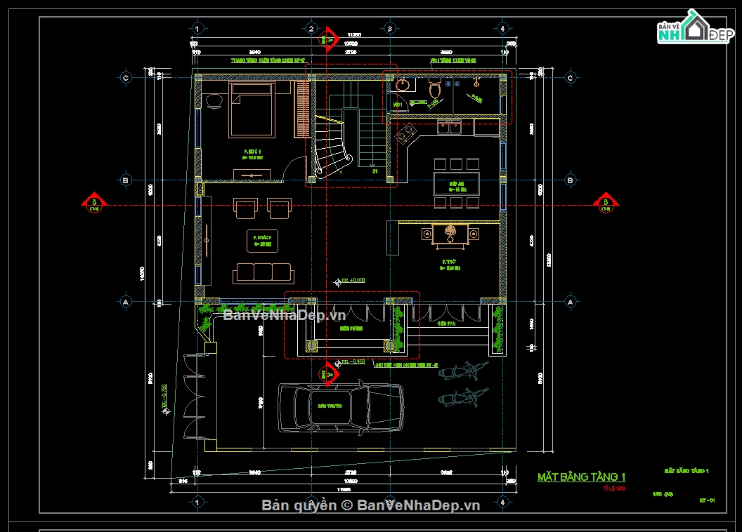 biệt thự 2 tầng,Bản vẽ biệt thự 2 tầng,cad biệt thự