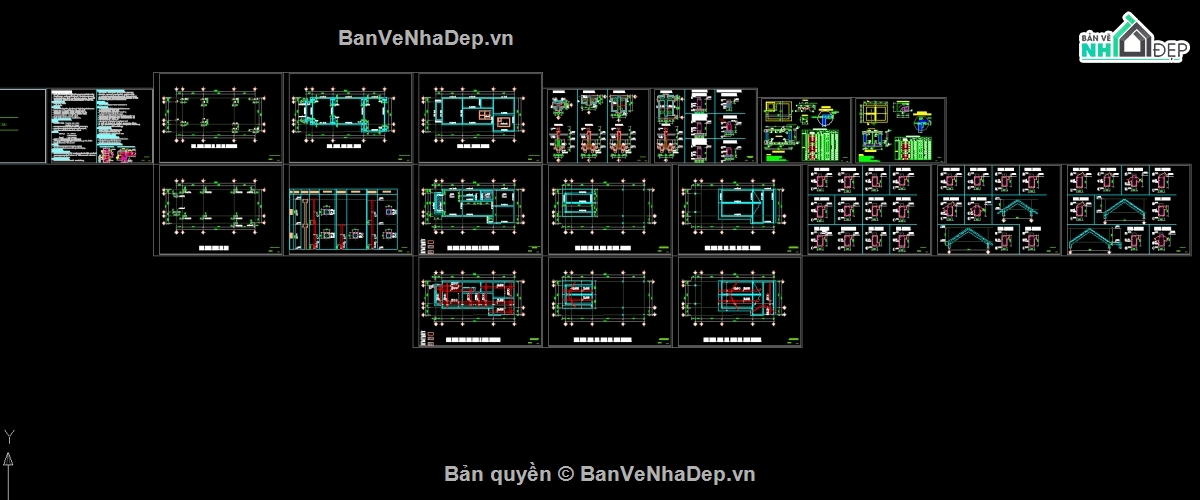 cad biệt thự,biệt thự 2 tầng,bản vẽ biệt thự